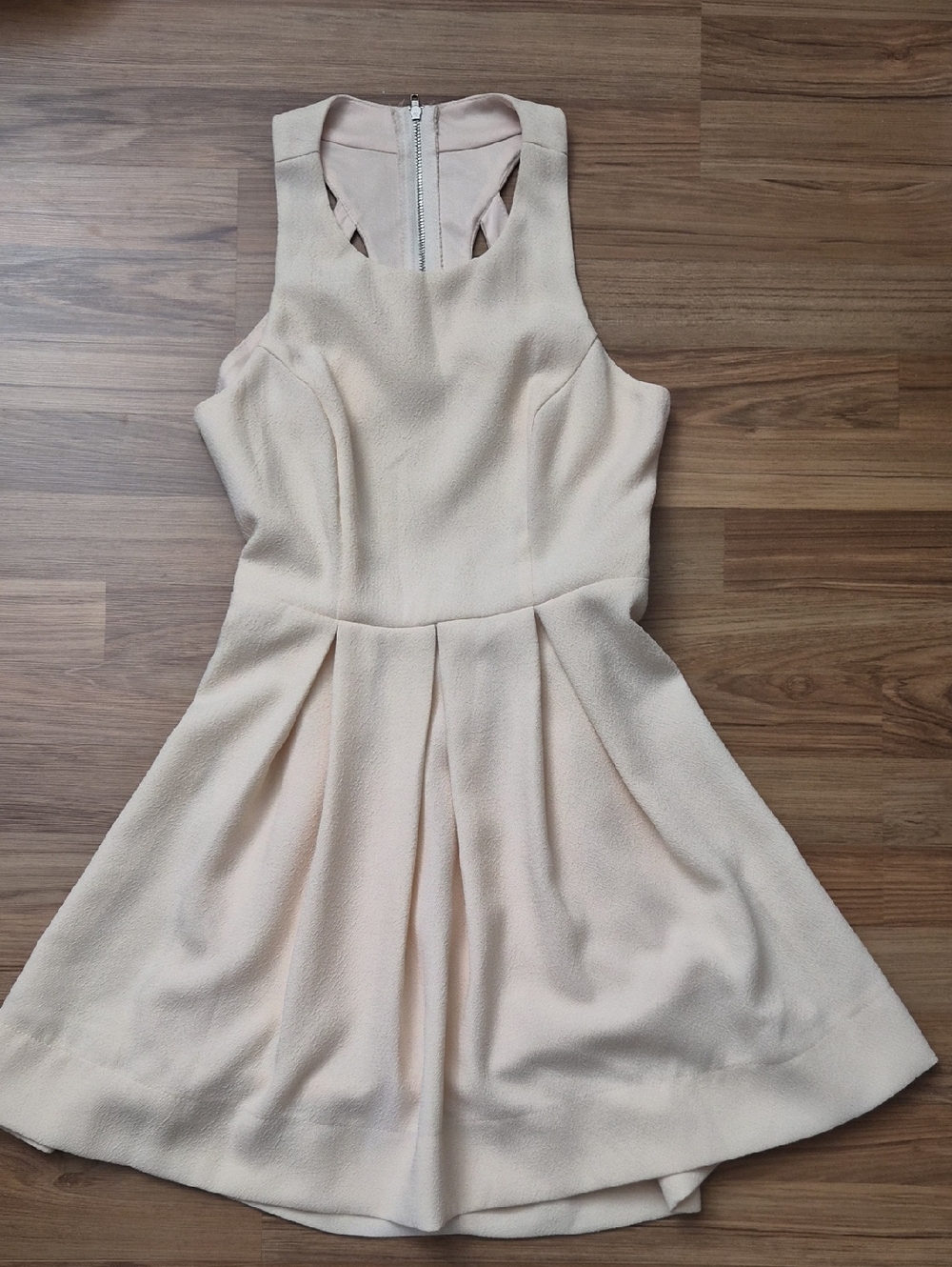 Lulu's Pale Cream Sleeveless Fit-and-Flare Mini Dress